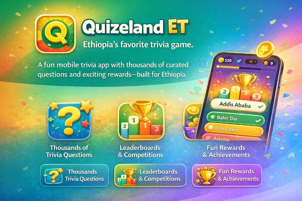 Quizeland ET — Ethiopia's favorite trivia game.